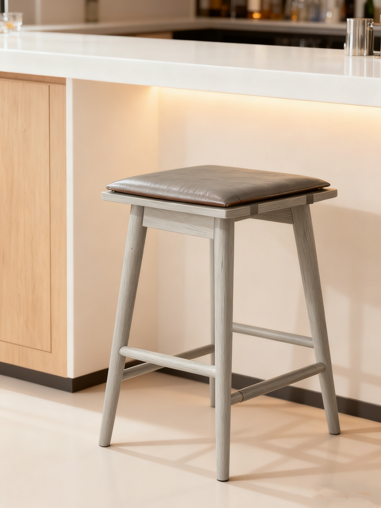 Wood Cushioned Counter Height Bar Stool Warm Pine