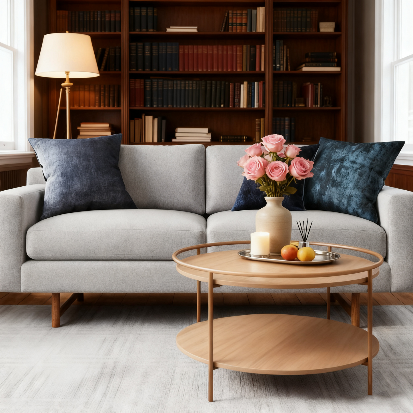 Wood 2-Tier Round Circular Coffee Table