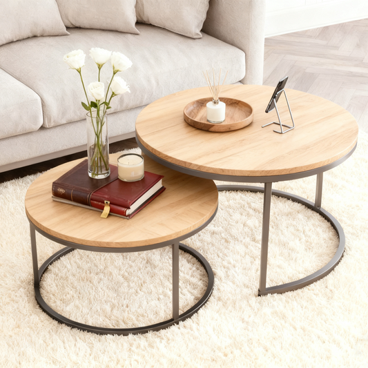 Round Nesting Coffee Table Set