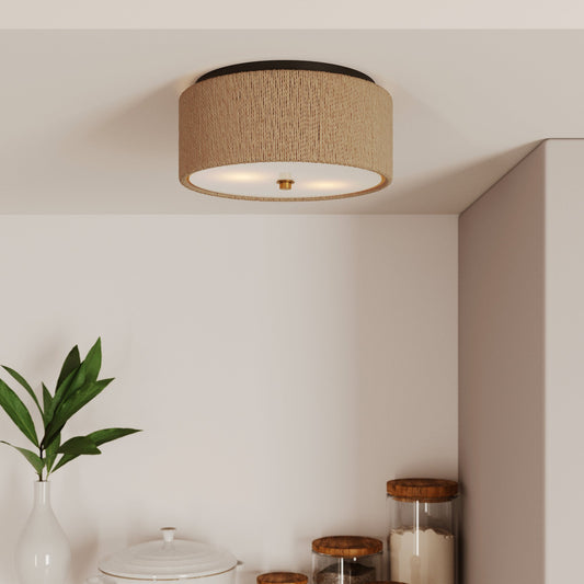 Seagrass Shade Flush Mount Ceiling Light