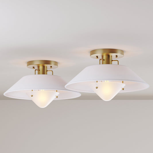 Linen Mid-Century Modern Flush Mount Ceiling Light (Set of 2)
