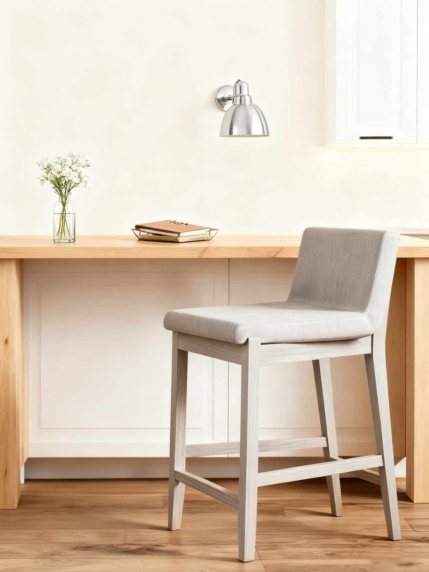 Wood Faux Leather Counter Height Bar Stool