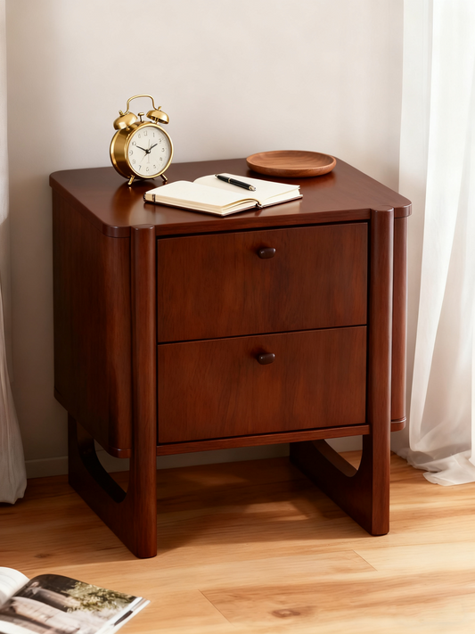 Mid Century Modern 2-Drawer Solid Wood Nightstand