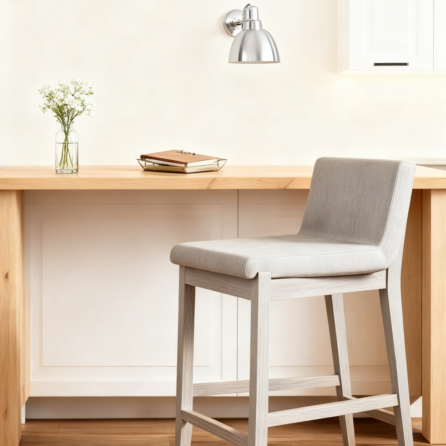 Wood Faux Leather Counter Height Bar Stool