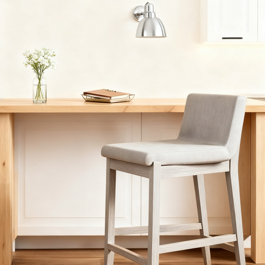 Wood Faux Leather Counter Height Bar Stool