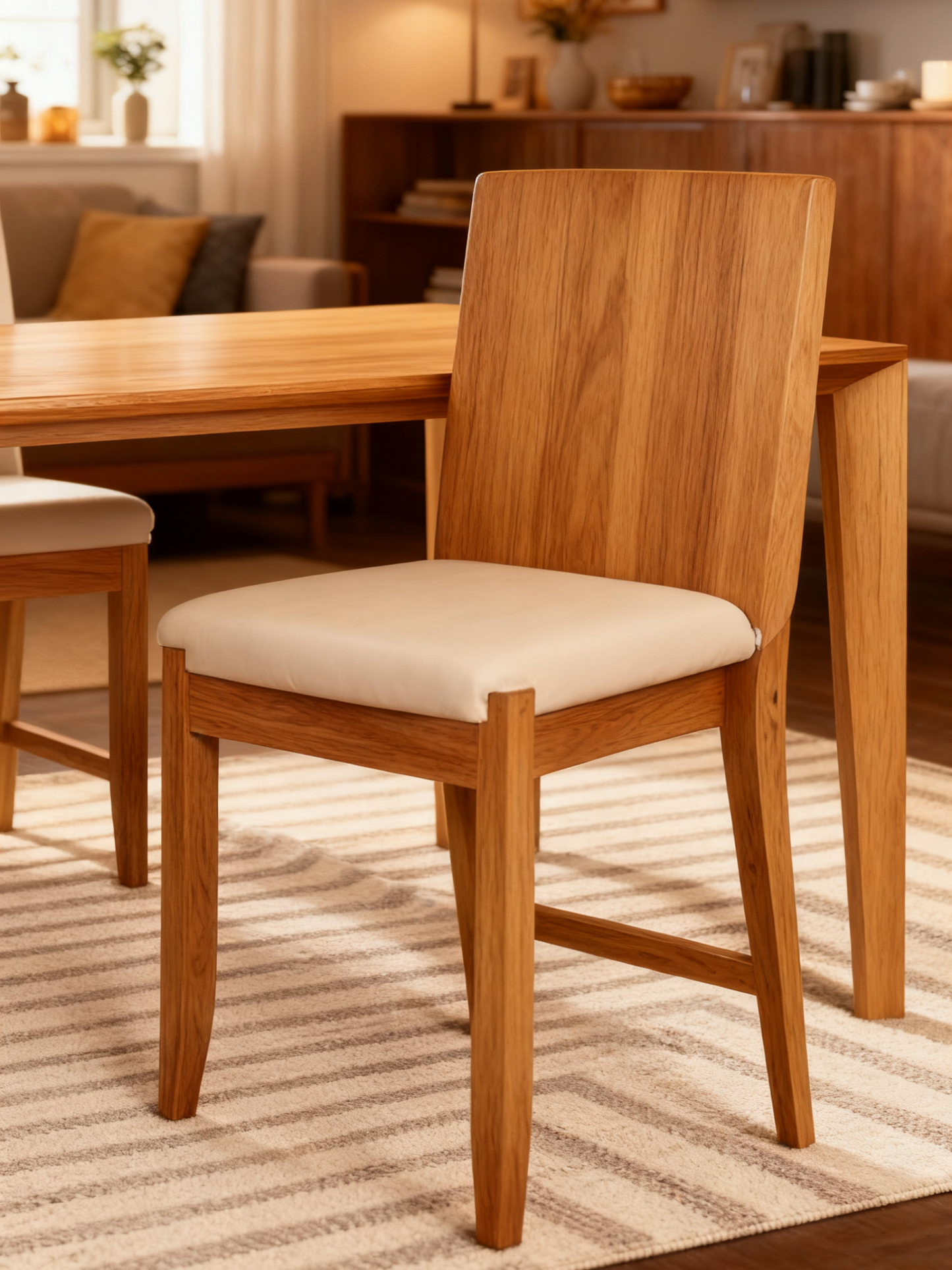 Boho Natural Solid Wood Flax & Seagrass Dining Chair