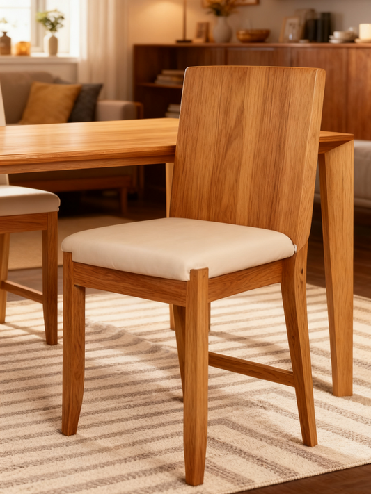 Boho Natural Solid Wood Flax & Seagrass Dining Chair