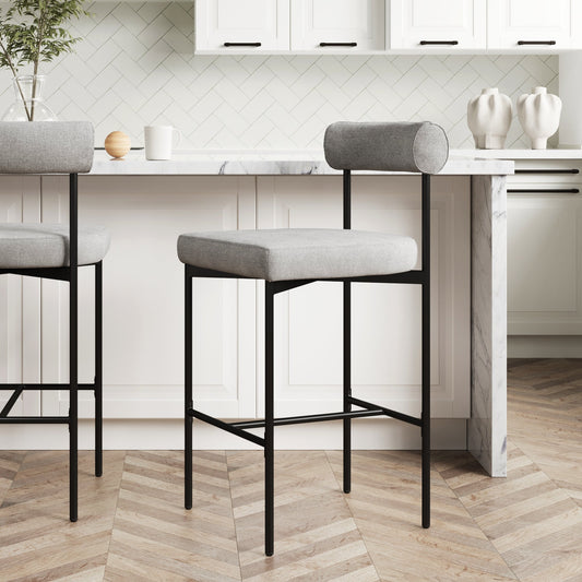 Metal Upholstered Counter Height Bar Stool