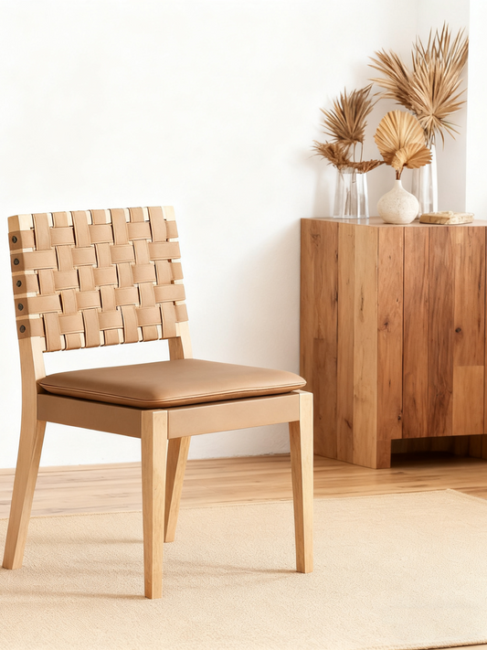 Faux Leather Dining Chairs Light Brown