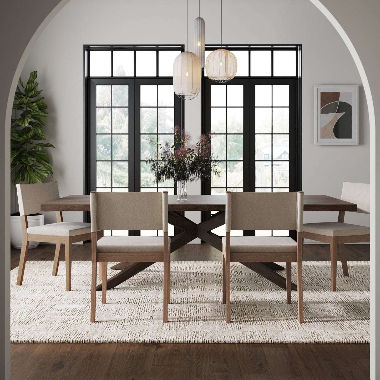 Modern Wood Upholstered Dining Chair Light Brown