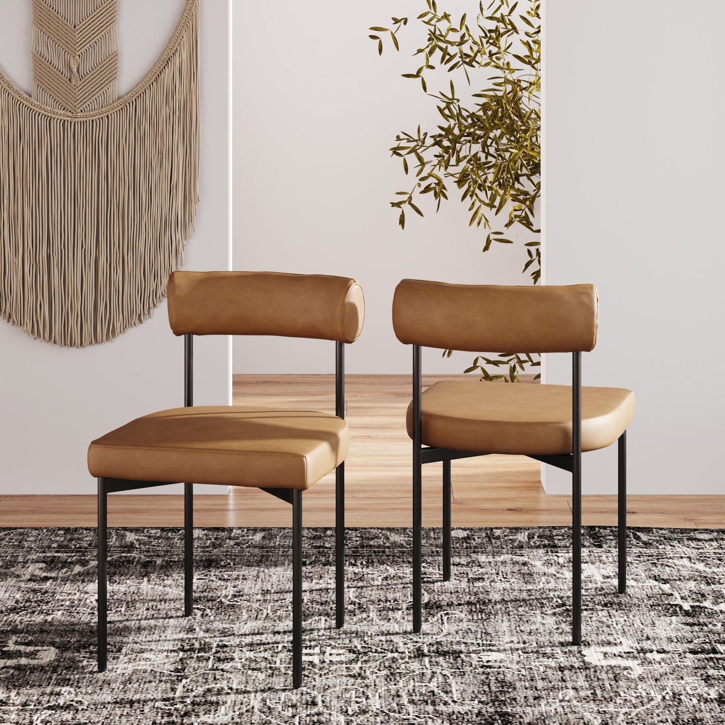 Engineered Wood Faux Leather Modern Dining Chair