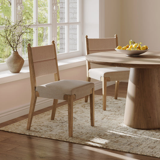 Boho Natural Upholstered Flax & Seagrass Dining Chair