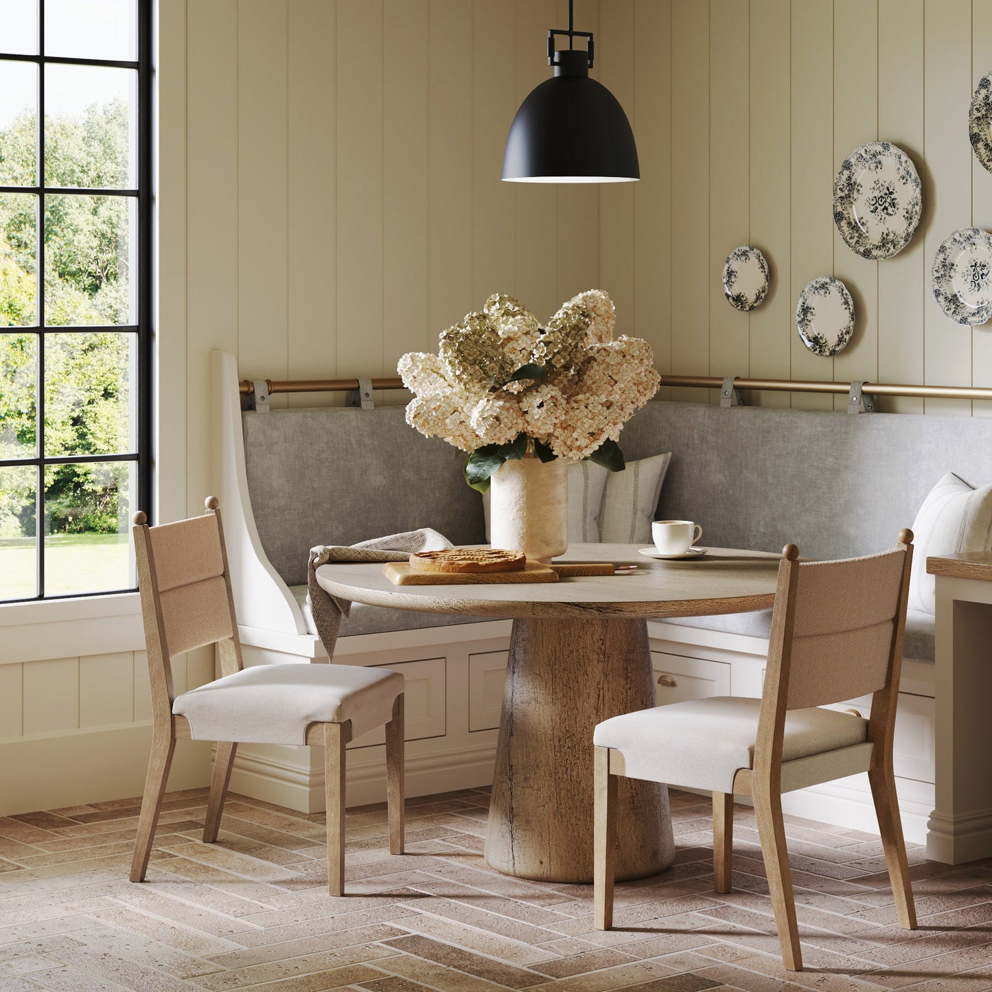 Boho Natural Upholstered Flax & Seagrass Dining Chair