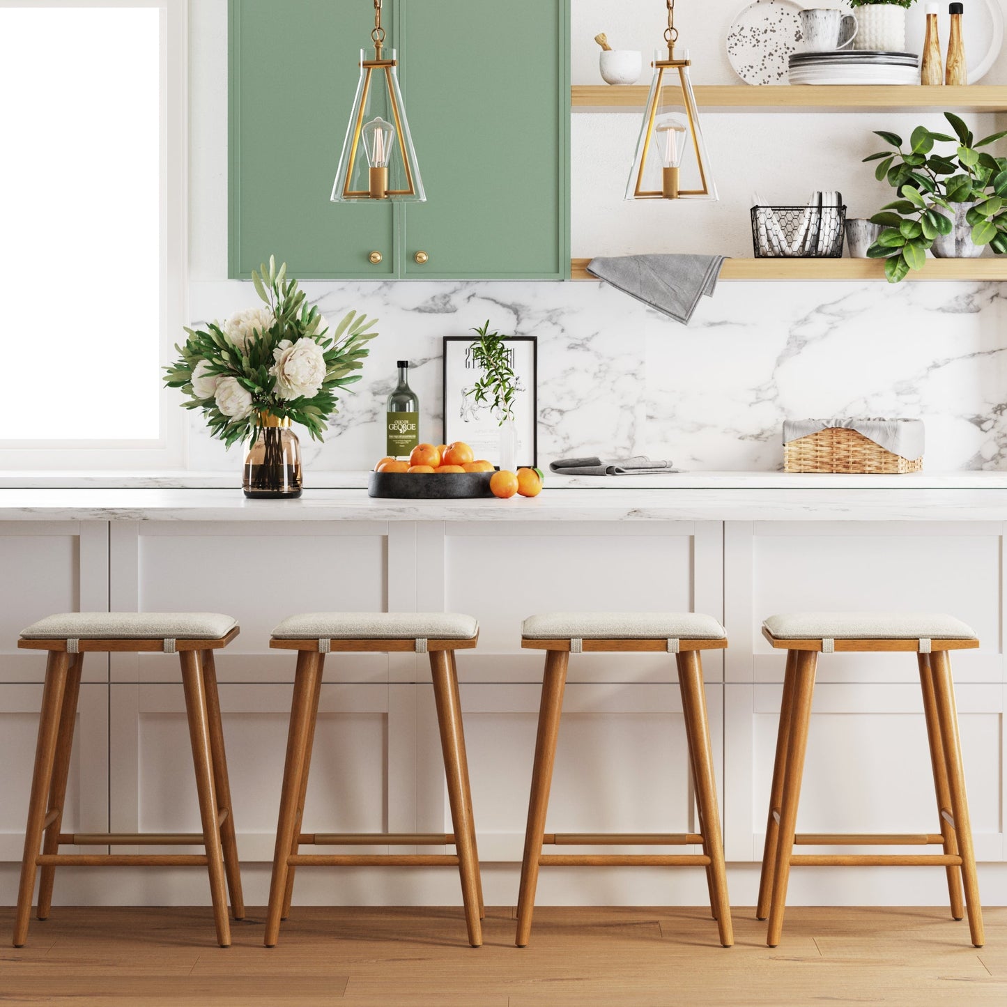 Linen & Oak Counter Height Bar Stools