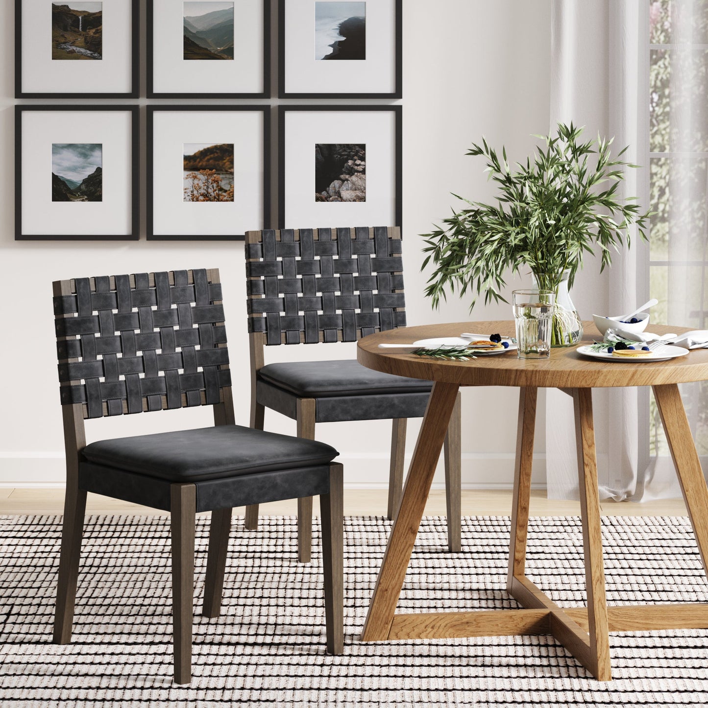 Engineered Wood Faux Leather Dining Chairs Black
