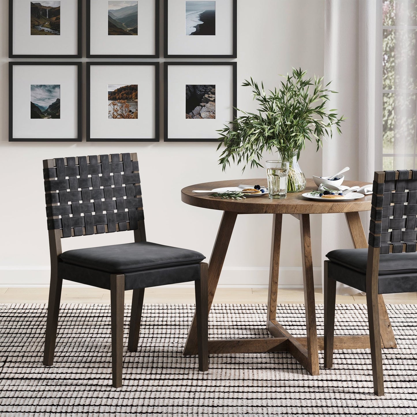 Engineered Wood Faux Leather Dining Chairs Black