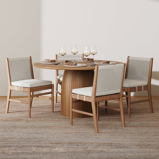Woven Rope Back Upholstered Dining Chair
