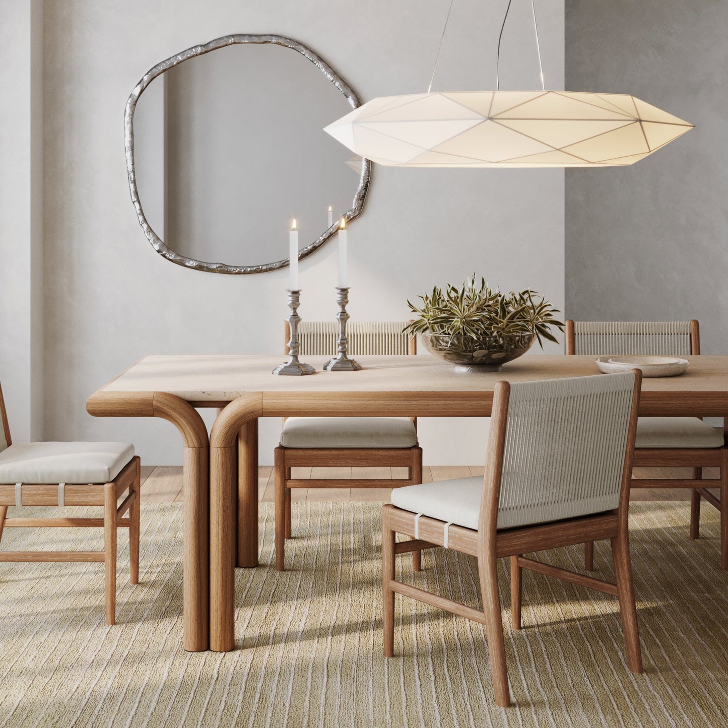 Bohemian Woven Rope Back Brushed Dining Chair