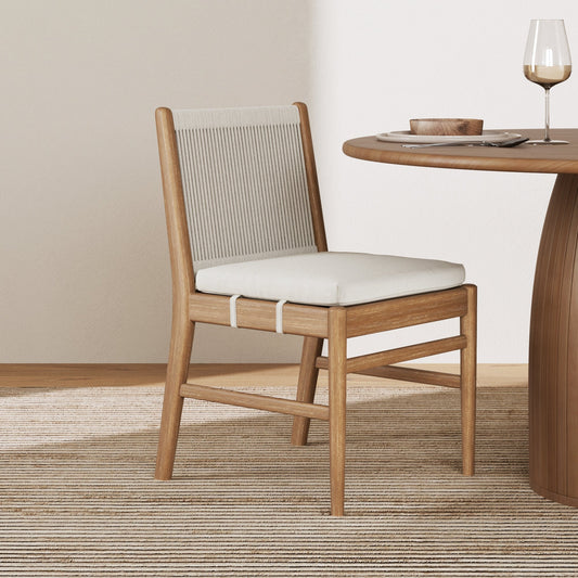 Woven Rope Back Upholstered Dining Chair Brushed