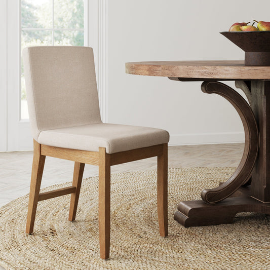 Modern Wood Upholstered Exposed Back Dining Chair