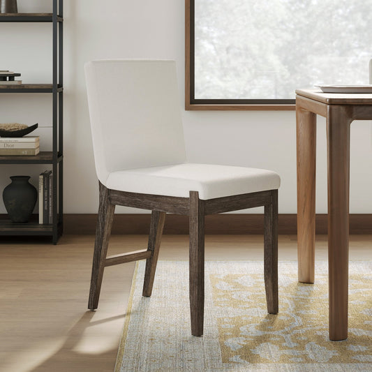 Exposed Boucle Back Dining Chair Dark Brown