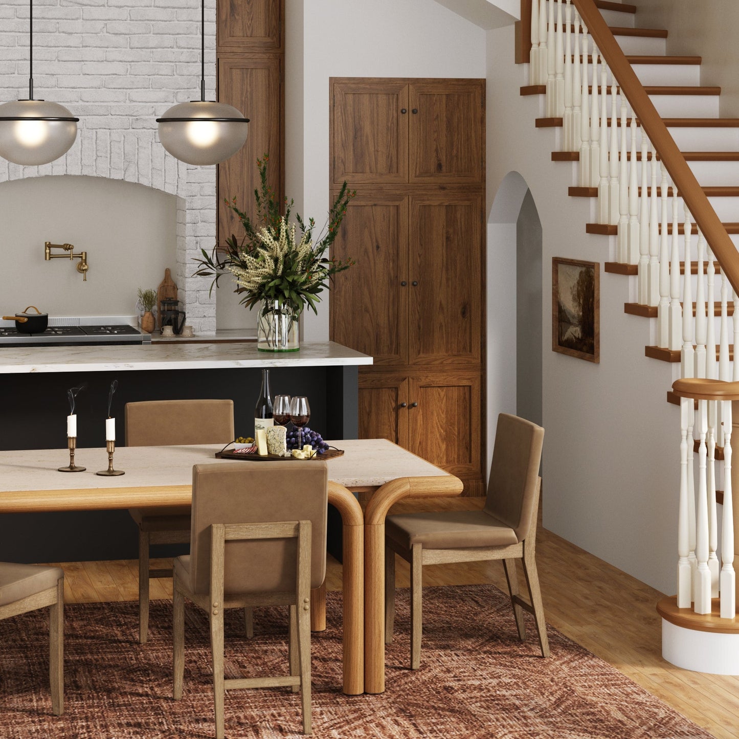 Exposed Back Faux Leather Dining Chair Brushed Light Brown