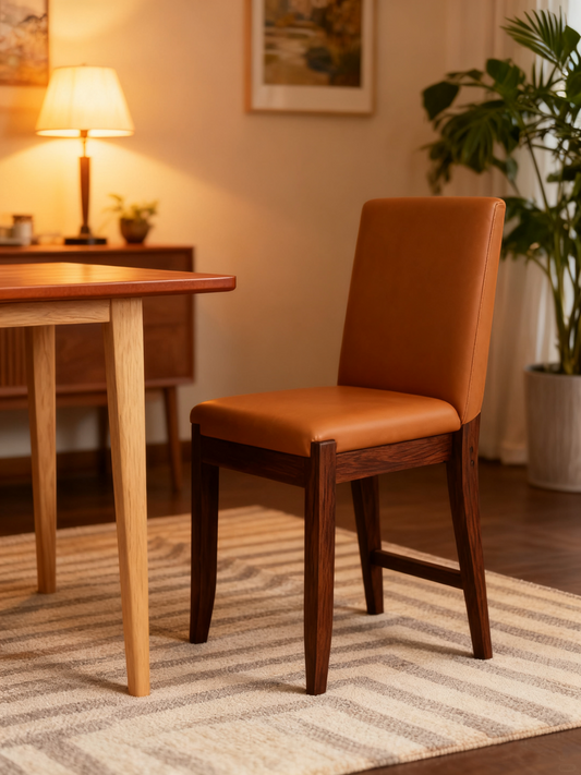 Solid Wood Dining Chair Brown Flax