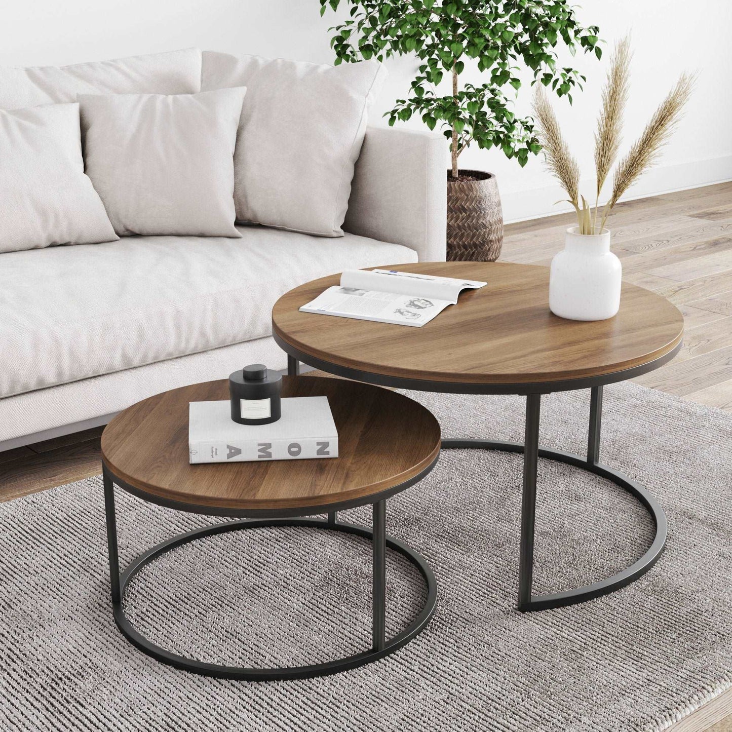 Round Nesting Coffee Table Set