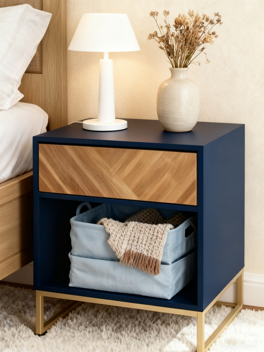 Wood Cabinet Herringbone Nightstand Natural Wash